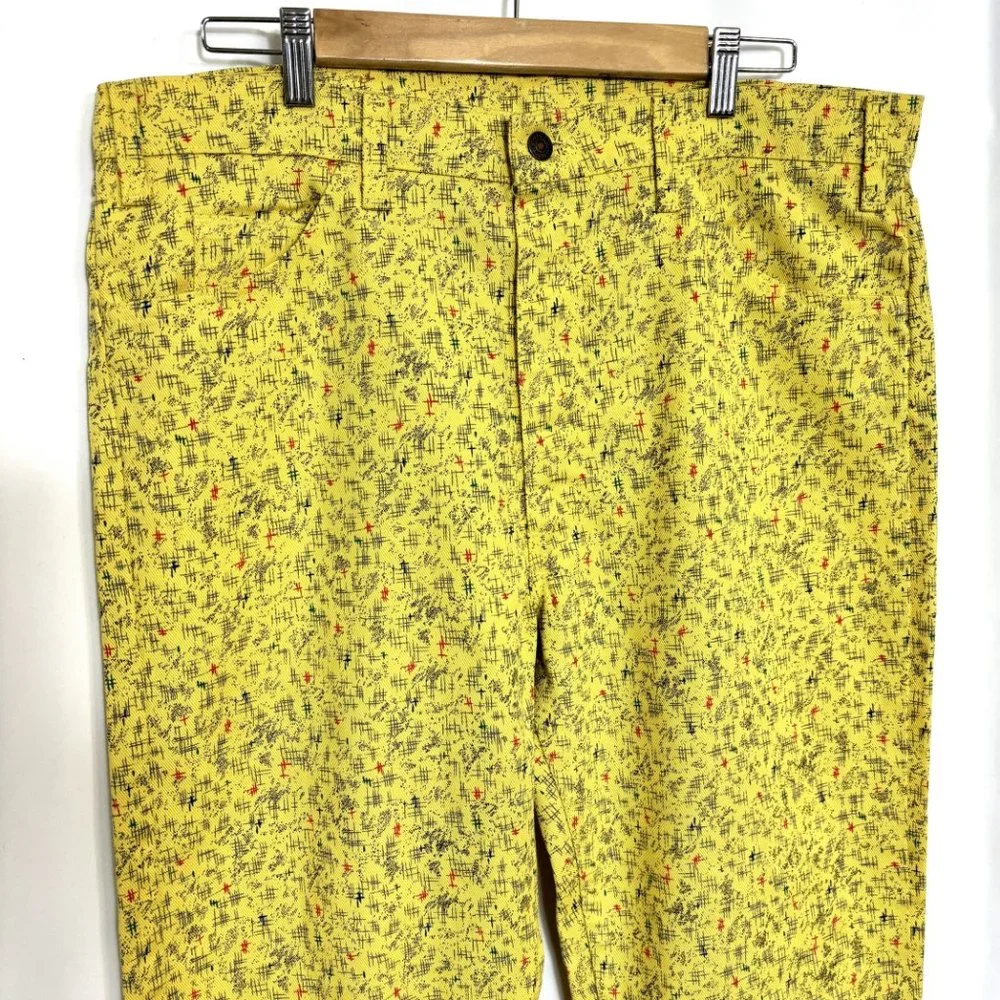 * Rare Vintage 505 Black Label Yellow mod print Jeans 38